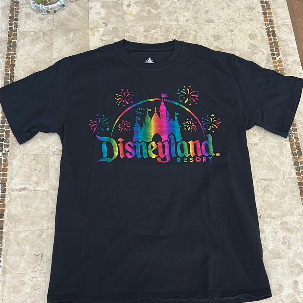 Disneyland Resort Black T-Shirt with‎ Colorful Foil Castle Design Unisex Size M